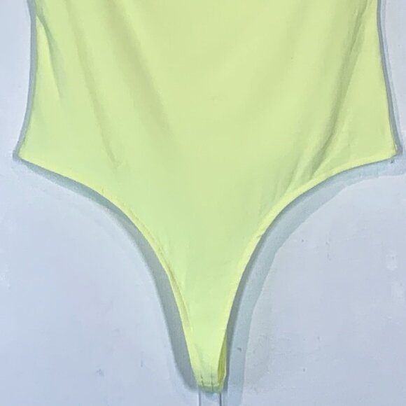 OPEN EDIT  Shirred Cap Sleeve Bodysuit in Yellow Lemonade - Picture 4 of 8